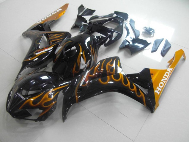 Affordable 2006-2007 Gold Flame Honda CBR1000RR Motorcycle Fairings Kits