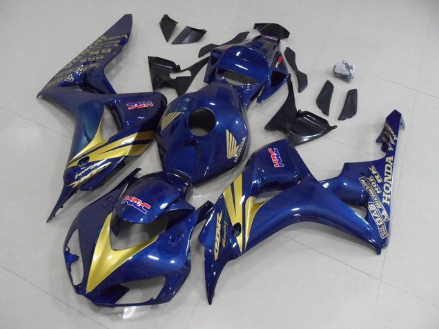 Affordable 2006-2007 Dark Blue with Gold Stripe Honda CBR1000RR Motorcycle Fairing Kits