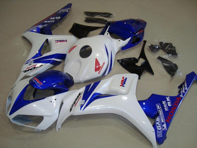 Affordable 2006-2007 White and Blue Honda CBR1000RR Replacement Fairings