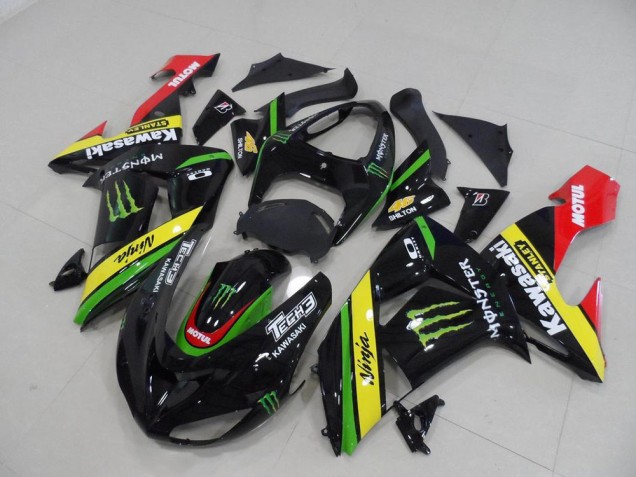 Affordable 2006-2007 Black Yellow Monster Kawasaki ZX10R Motorcycle Replacement Fairings Affordable 2006-2007 Black Yellow Monster Kawasaki ZX10R Motorcycle Replacement Fairings
