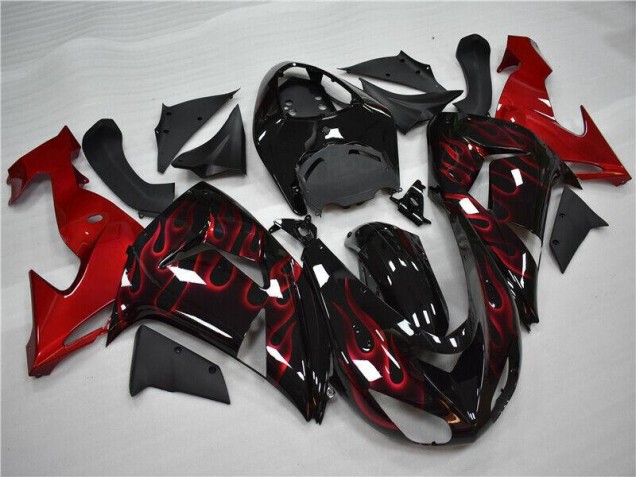 Affordable 2006-2007 Red Flame Kawasaki ZX10R Motorcycle Fairings Kit Affordable 2006-2007 Red Flame Kawasaki ZX10R Motorcycle Fairings Kit