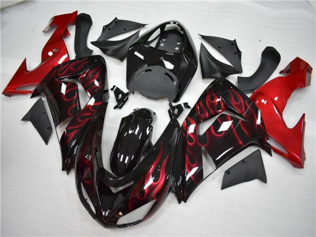 Affordable 2006-2007 Red Flame Kawasaki ZX10R Motorcycle Fairings Kit Affordable 2006-2007 Red Flame Kawasaki ZX10R Motorcycle Fairings Kit