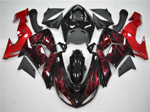 Affordable 2006-2007 Red Flame Kawasaki ZX10R Motorcycle Fairings Kit Affordable 2006-2007 Red Flame Kawasaki ZX10R Motorcycle Fairings Kit