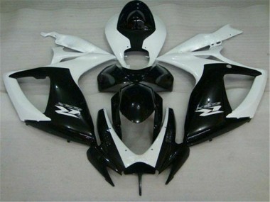 Affordable 2006-2007 Black White Suzuki GSXR 600/750 Motorcycle Replacement Fairings