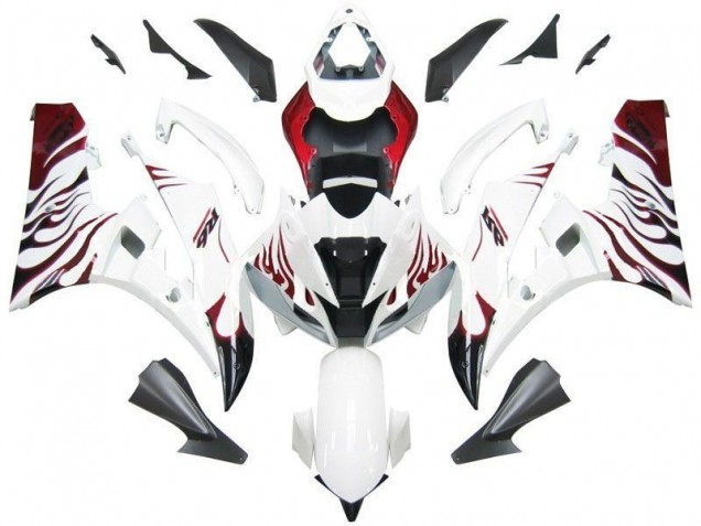 Affordable 2006-2007 White Red Flame Yamaha YZF R6 Motorcycle Fairing Affordable 2006-2007 White Red Flame Yamaha YZF R6 Motorcycle Fairing
