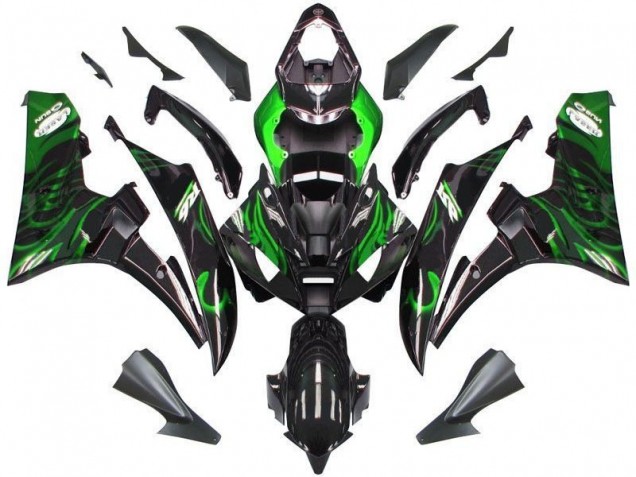 Affordable 2006-2007 Black Green Flame Yamaha YZF R6 Bike Fairing Kit Affordable 2006-2007 Black Green Flame Yamaha YZF R6 Bike Fairing Kit