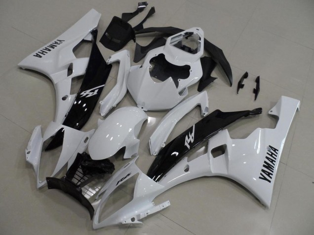 Affordable 2006-2007 White and Black Yamaha YZF R6 Replacement Motorcycle Fairings Affordable 2006-2007 White and Black Yamaha YZF R6 Replacement Motorcycle Fairings