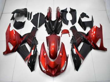 Affordable 2006-2011 Red Black Kawasaki Ninja ZX14R (ZZR 1400) Motorcycle Fairing Kits & Plastic Bodywork MF0653
