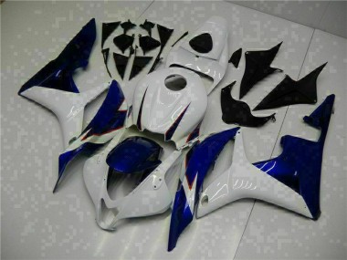 Affordable 2007-2008 White Blue Honda CBR600RR Replacement Motorcycle Fairings