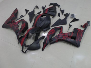 Affordable 2007-2008 Matte Black Red Skull with Stripe Honda CBR600RR Motorcycle Fairing