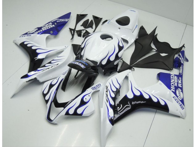 Affordable 2007-2008 White Blue Flame Honda CBR600RR Bike Fairings Affordable 2007-2008 White Blue Flame Honda CBR600RR Bike Fairings