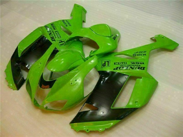 Affordable 2007-2008 Green Black Dunlop Kawasaki ZX6R Motorbike Fairing Kits Affordable 2007-2008 Green Black Dunlop Kawasaki ZX6R Motorbike Fairing Kits