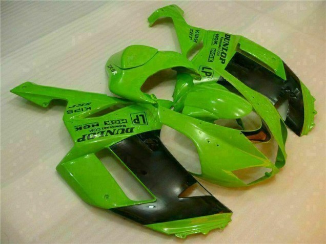 Affordable 2007-2008 Green Black Dunlop Kawasaki ZX6R Motorbike Fairing Kits Affordable 2007-2008 Green Black Dunlop Kawasaki ZX6R Motorbike Fairing Kits