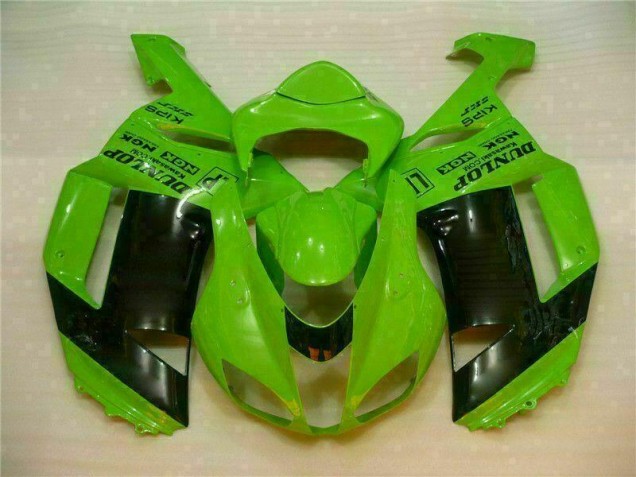 Affordable 2007-2008 Green Black Dunlop Kawasaki ZX6R Motorbike Fairing Kits Affordable 2007-2008 Green Black Dunlop Kawasaki ZX6R Motorbike Fairing Kits