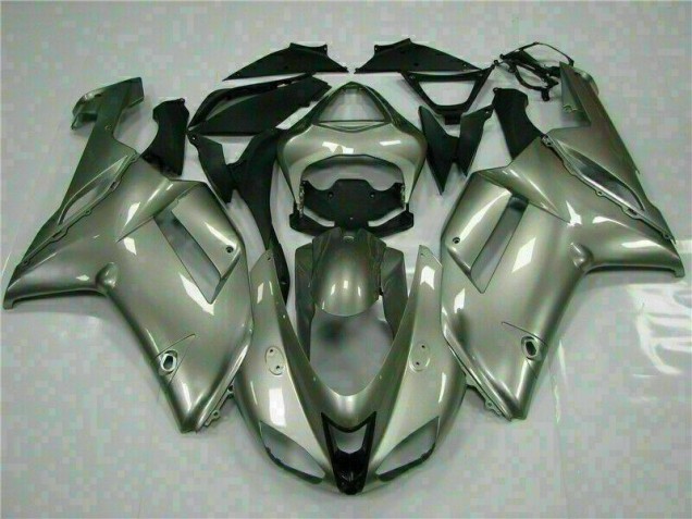 Affordable 2007-2008 Silver Kawasaki ZX6R Motorcycle Fairings Kits