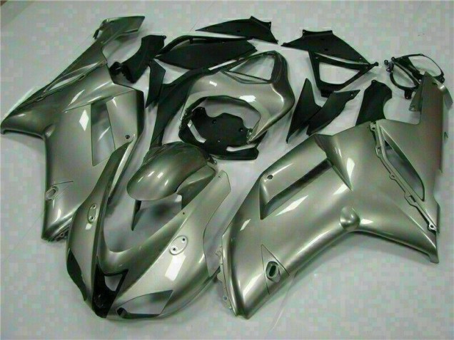 Affordable 2007-2008 Silver Kawasaki ZX6R Motorcycle Fairings Kits