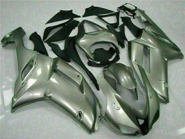 Affordable 2007-2008 Silver Kawasaki ZX6R Motorcycle Fairings Kits