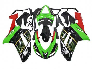 Affordable 2007-2008 Green Black Kawasaki ZX6R Motorcycle Fairing Kit