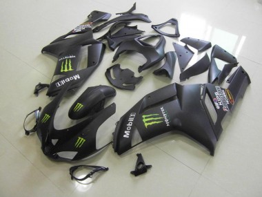 Affordable 2007-2008 Matte Black Monster Kawasaki ZX6R Moto Fairings