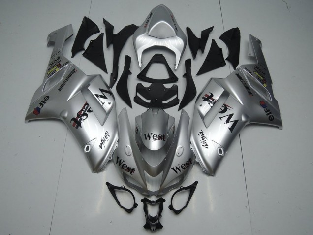 Affordable 2007-2008 Silver West Kawasaki ZX6R Replacement Fairings Affordable 2007-2008 Silver West Kawasaki ZX6R Replacement Fairings