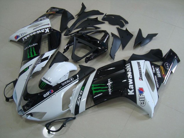 Affordable 2007-2008 White Monster Kawasaki ZX6R Motorcycle Fairings Affordable 2007-2008 White Monster Kawasaki ZX6R Motorcycle Fairings