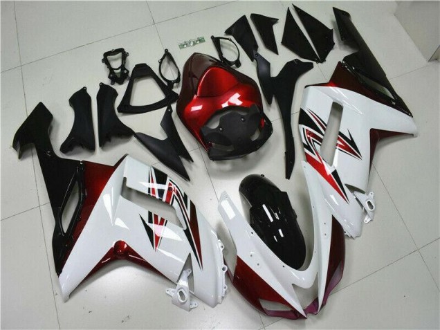 Affordable 2007-2008 White Black Red Kawasaki ZX6R Motorbike Fairings