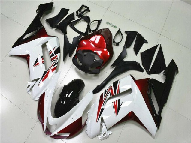 Affordable 2007-2008 White Black Red Kawasaki ZX6R Motorbike Fairings