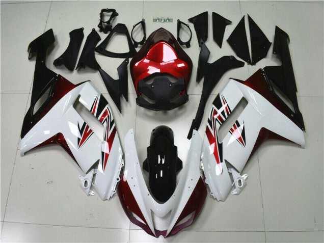 Affordable 2007-2008 White Black Red Kawasaki ZX6R Motorbike Fairings
