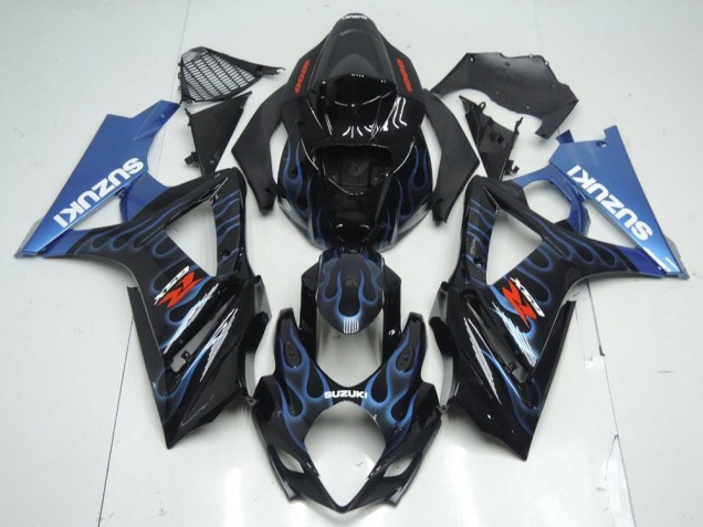 Affordable 2007-2008 Black Blue Flame Suzuki GSXR 1000 K7 Motorcycle Fairing Kit Affordable 2007-2008 Black Blue Flame Suzuki GSXR 1000 K7 Motorcycle Fairing Kit