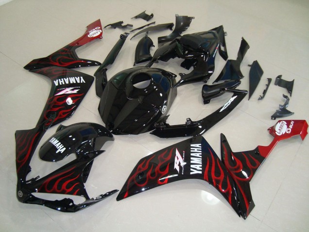 Affordable 2007-2008 Glossy Black Flame Yamaha YZF R1 Motorcycle Fairings Kits Affordable 2007-2008 Glossy Black Flame Yamaha YZF R1 Motorcycle Fairings Kits