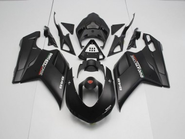 Affordable 2007-2014 Matte Black with White Decals Ducati 848 1098 1198 Motorcycle Fairing