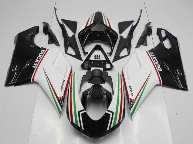 Affordable 2007-2014 Black Green and White Ducati 848 1098 1198 Motorcycle Fairing Kit Affordable 2007-2014 Black Green and White Ducati 848 1098 1198 Motorcycle Fairing Kit