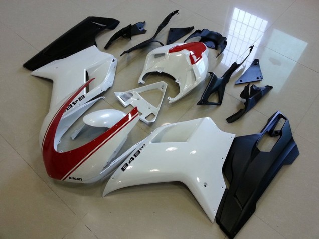 Affordable 2007-2014 Matte Black White with Red Stripe Ducati 848 1098 1198 Bike Fairings Affordable 2007-2014 Matte Black White with Red Stripe Ducati 848 1098 1198 Bike Fairings