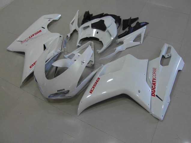 Affordable 2007-2014 Pearl White with Red Decals Ducati 848 1098 1198 Motorcyle Fairings Affordable 2007-2014 Pearl White with Red Decals Ducati 848 1098 1198 Motorcyle Fairings