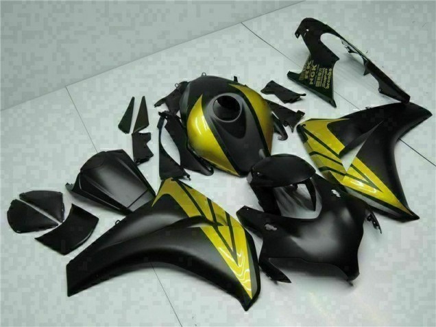 Affordable 2008-2011 Black Gold Honda CBR1000RR Replacement Motorcycle Fairings