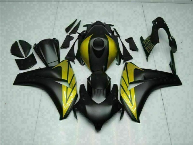 Affordable 2008-2011 Black Gold Honda CBR1000RR Replacement Motorcycle Fairings