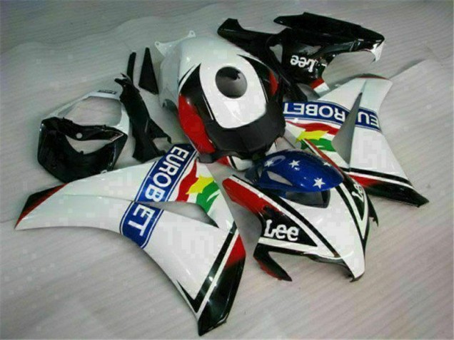 Affordable 2008-2011 White Blue Red Eurobet Lee Honda CBR1000RR Motorcycle Fairing Kit