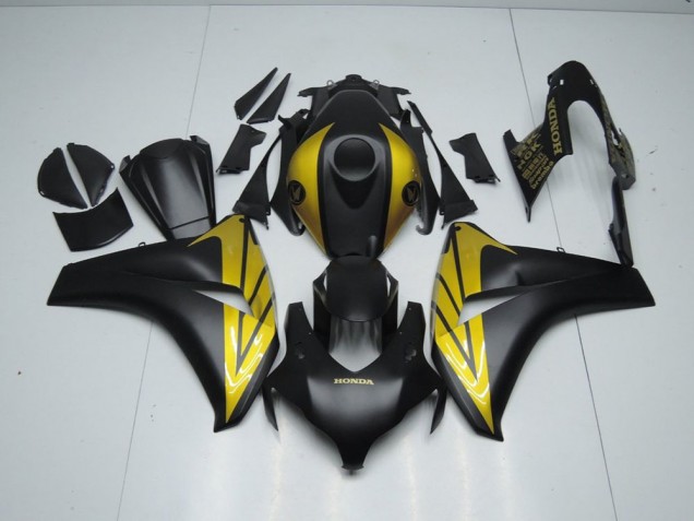 Affordable 2008-2011 Matte Black and Gold Honda CBR1000RR Bike Fairings