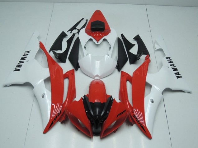 Affordable 2008-2016 Red and Pearl White Yamaha YZF R6 Motorcycle Replacement Fairings