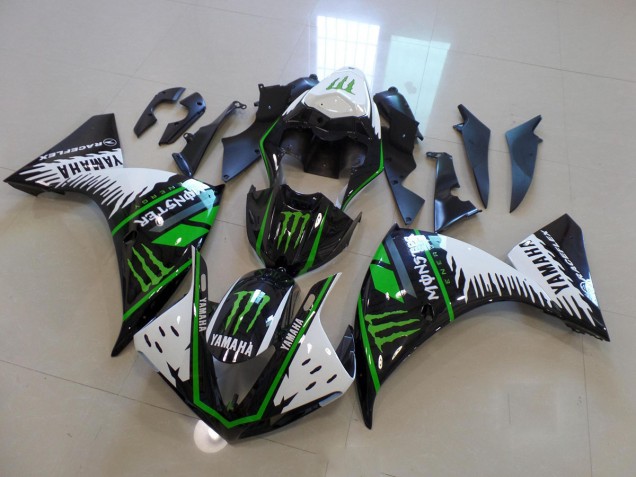 Affordable 2009-2011 White Green Big Monster Yamaha YZF R1 Motor Fairings Affordable 2009-2011 White Green Big Monster Yamaha YZF R1 Motor Fairings
