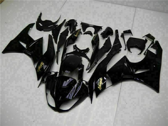 Affordable 2009-2012 Black Gold Ninja Kawasaki ZX6R Motorcycle Replacement Fairings Affordable 2009-2012 Black Gold Ninja Kawasaki ZX6R Motorcycle Replacement Fairings