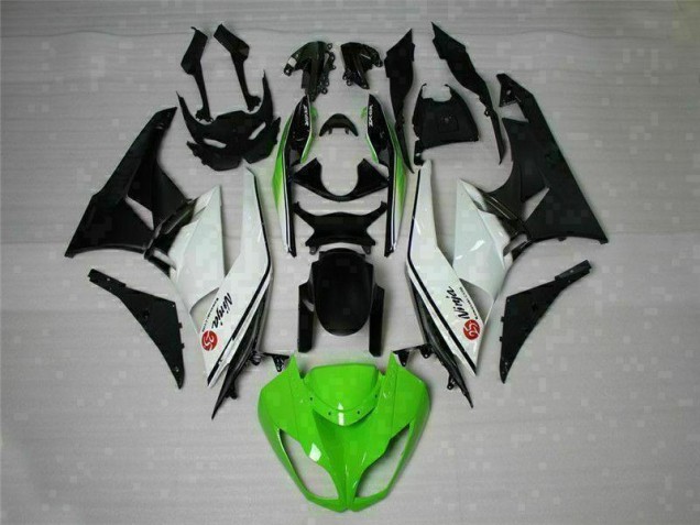 Affordable 2009-2012 Green Black White 25 Kawasaki ZX6R Bike Fairings Affordable 2009-2012 Green Black White 25 Kawasaki ZX6R Bike Fairings