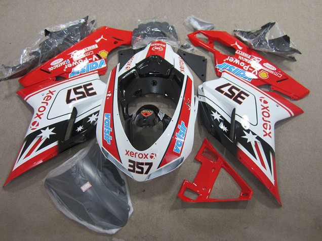 Affordable 2007-2014 Red White Xerox 357 Ducati 1098 Moto Fairings