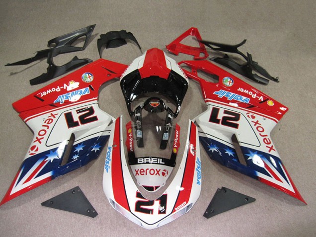 Affordable 2007-2014 Red White Breil Xerox 21 Ducati 1098 Motorbike Fairings Affordable 2007-2014 Red White Breil Xerox 21 Ducati 1098 Motorbike Fairings