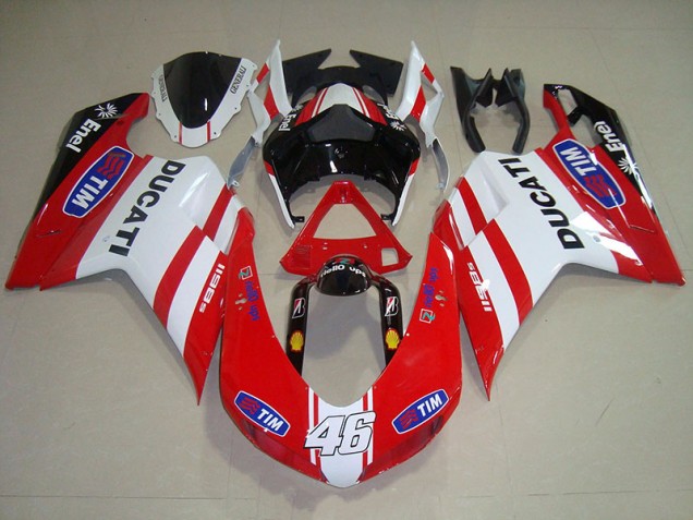 Affordable 2007-2014 Red White Tim 46 Ducati 1098 Motorcycle Fairing Kit Affordable 2007-2014 Red White Tim 46 Ducati 1098 Motorcycle Fairing Kit