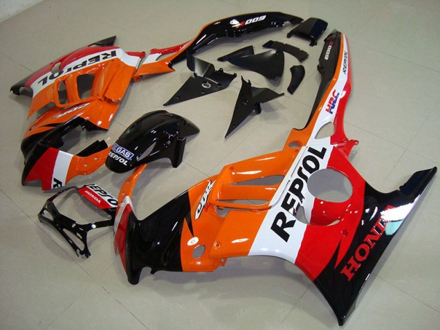 Affordable 1995-1998 Black Orange Repsol Honda CBR600 F3 Replacement Fairings