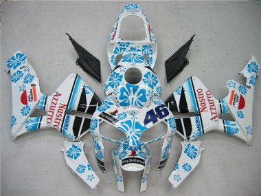 Affordable 2005-2006 White Blue Nastro Azzurro 46 Honda CBR600RR Motorcycle Fairing Kit