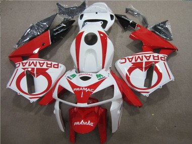 Affordable 2005-2006 Red White PRAMAC Honda CBR600RR Bike Fairing Kit
