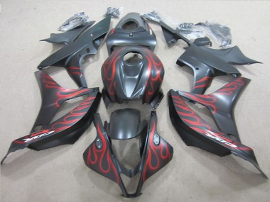 Affordable 2007-2008 Black with Red Flame Honda CBR600RR Motorcylce Fairings