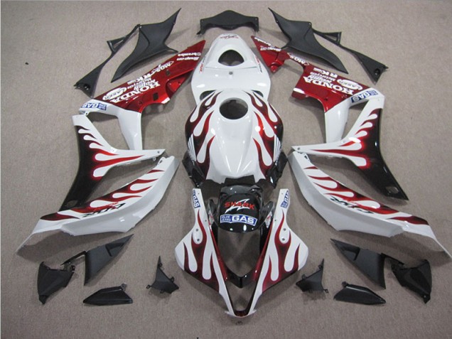 Affordable 2007-2008 White Red Flame SHARK Honda CBR600RR Replacement Motorcycle Fairings